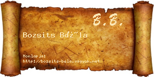 Bozsits Béla névjegykártya