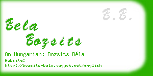 bela bozsits business card